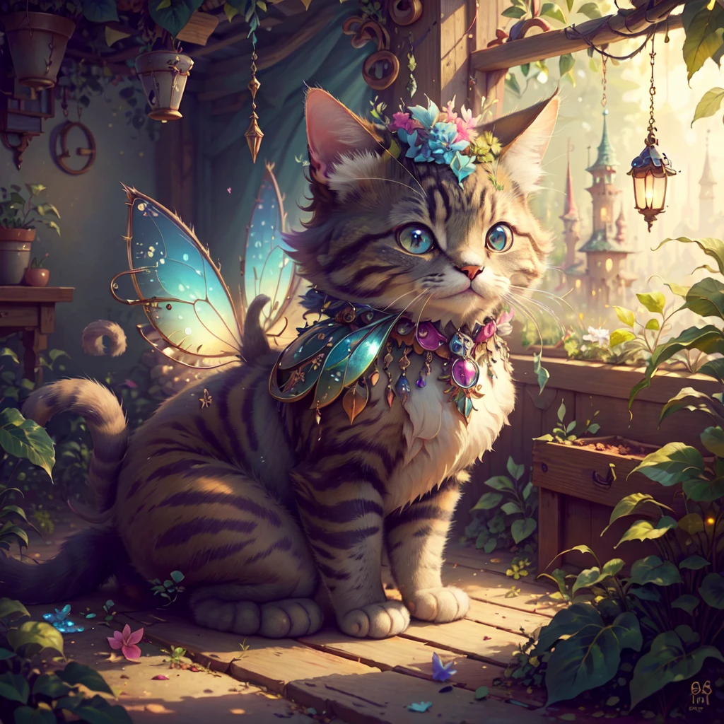 <lora:FairTaleAI:.75> FairyTaleAI anthro cat , furry , masterpiece, trending, 8K