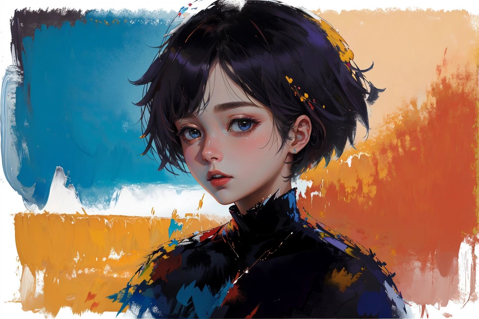 masterpiece, high quality,1girl,looking at viewer,
color field painting,
(large swaths of color):1.2,
abstract expressionism, bold hues,
emotional impact, atmospheric depth,
minimalist approach
<lora:OilPaintStyle_v1:1>
