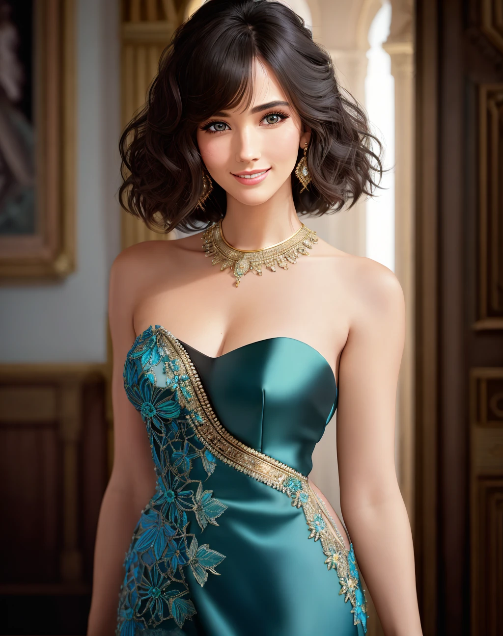 (Masterpiece, absurdres, extremely detailed, amazing, fine detail:1.2), ((extremely detailed eyes and face)), by lee jeffries nikon d850 film stock photograph 4 kodak portra 400 camera f1.6 lens rich colors hyper realistic lifelike texture dramatic lighting unrealengine trending on artstation cinestill 800 tungsten,beautiful frd_woman, perfect frd_face, perfect frd_body,smiling,excited, Haute_Couture, designer dress, woman wearing a Haute_Couture dress, front view, fashion show background , <lora:Haute_Couture1.11:0.75>
<lora:frd:0.8>