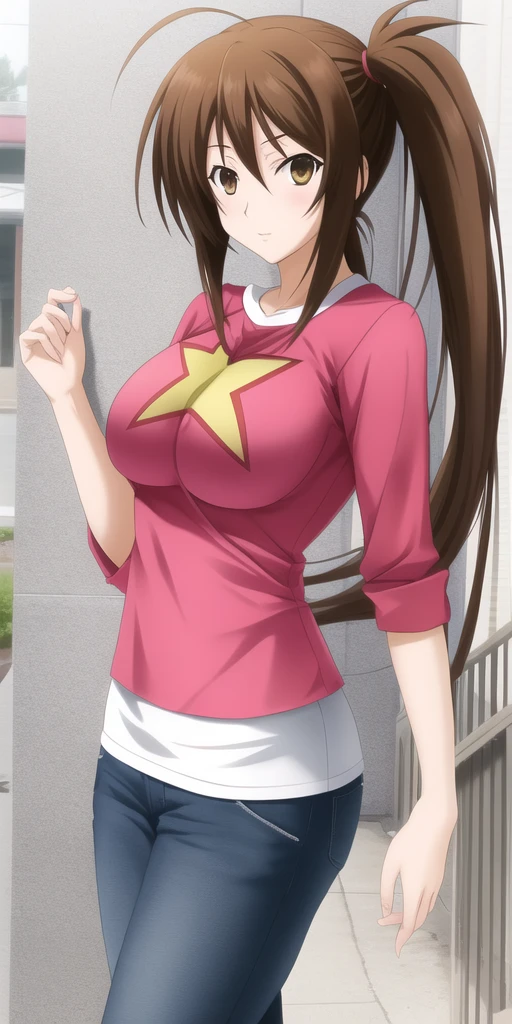 <lora:SekireiUzume:0.45>, SekireiUzume, side_ponytail, UzumeOutfit, large_breasts, brown_hair
