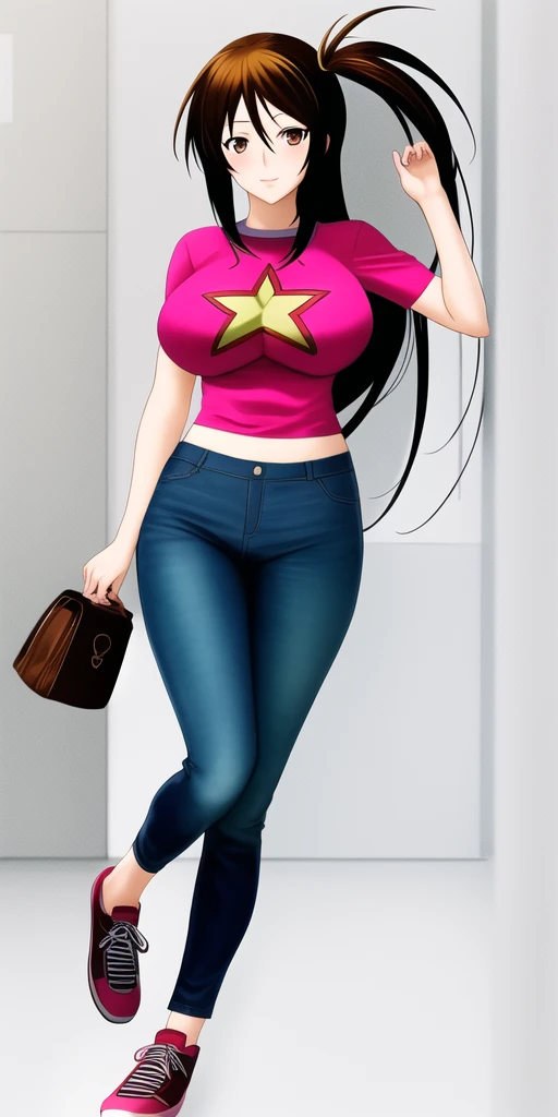 masterpiece, best_quality, highres, <lora:SekireiUzume:0.7>, SekireiUzume, side_ponytail, UzumeOutfit, large_breasts, brown_hair
