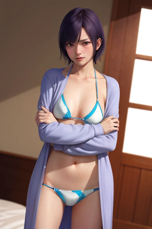 <lora:doa_nagisa:0.7> nagisa, bikini, robe, bedroom, embarrassed, annoyed, beautiful
