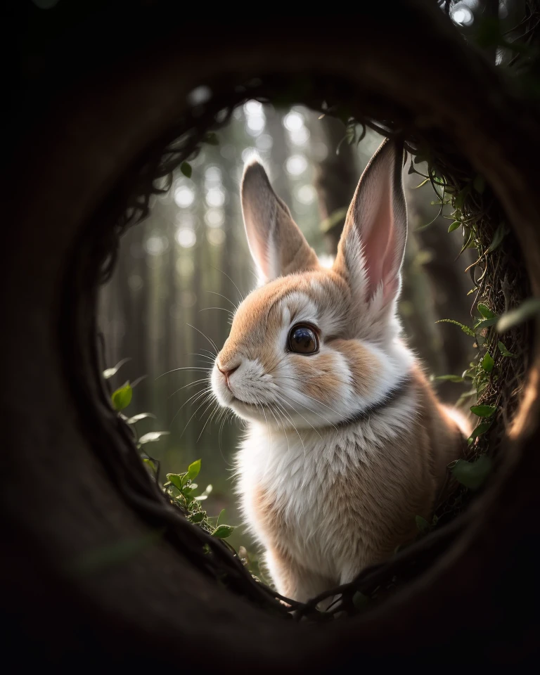 close up photo of a rabbit, forest, haze, halation, bloom, dramatic atmosphere, centred, rule of thirds, 200mm 1.4f macro shot, (natural skin texture, hyperrealism, soft light, sharp:1.2), (intricate details:1.12), hdr, (intricate details, hyperdetailed:1.15), art by greg rutkowski and artgerm, soft cinematic light, adobe lightroom, photolab, hdr, intricate, highly detailed, (depth of field:1.4)