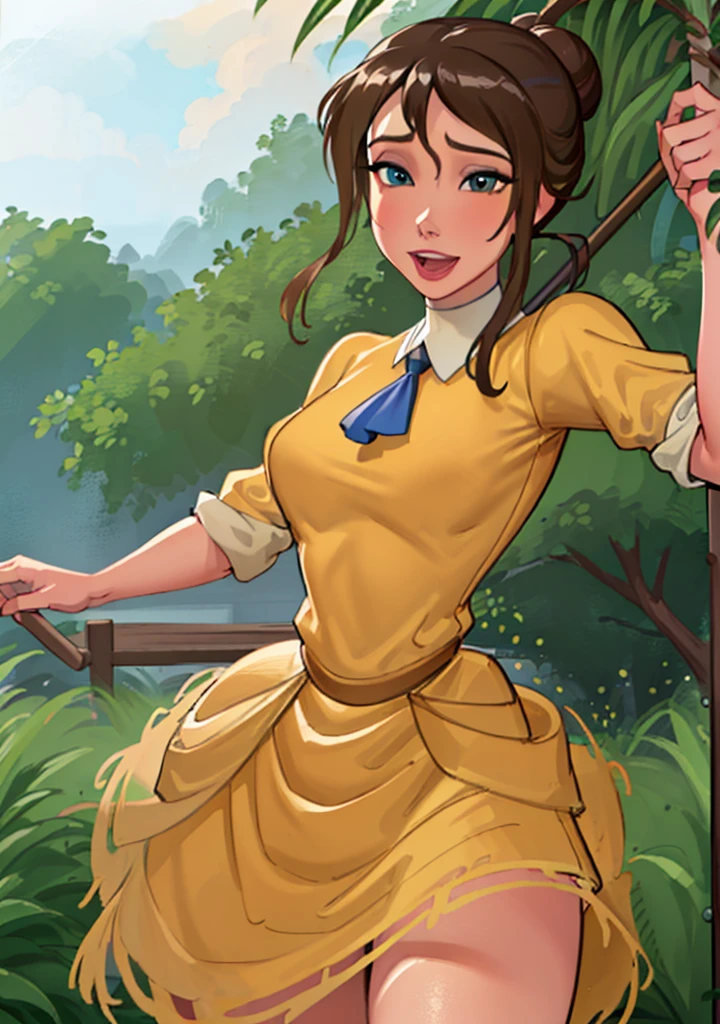 (JaneWaifu:1), surprised, cute, cute pose, looking at viewer, thick thighs, (dress:1.2), (hair bun), :D, umbrella,
(realistic:1.2), (realism), (masterpiece:1.2), (best quality), (ultra detailed), (8k, 4k, intricate),(full-body-shot:1),(Cowboy-shot:1.2), (85mm),light particles, lighting, (highly detailed:1.2),(detailed face:1.2), (gradients), sfw, colorful,(detailed eyes:1.2),
(detailed ladscape, jungle, vegetation, plants:1.2),(detailed background),detailed landscape, (dynamic angle:1.2), (dynamic pose:1.2), (rule of third_composition:1.3), (Line of action:1.2), wide shot, daylight, solo,
<lora:JanePorter_character-20:0.8>