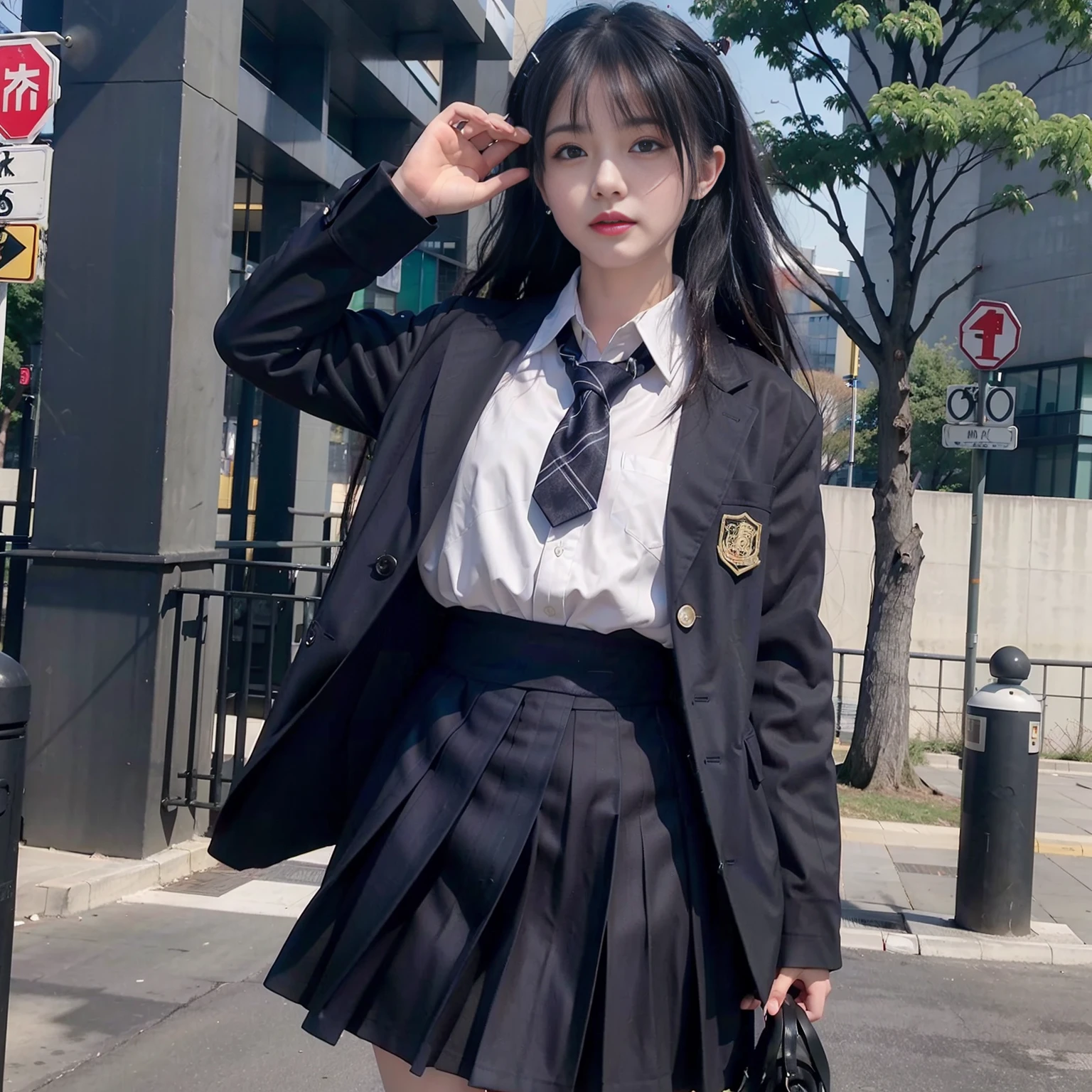 (8k, RAW photo, best quality, masterpiece:1.3),(realistic,photo-realistic:1.37),(night),(looking at viewer:1.331),(white hair),posing,Tokyo street,nightcityscape, <lora:asianGirlsFace_dreamyFace:0.5>, cyberpunk city,soft light,1girl,extremely beautiful face,bust,put down hands,Random hairstyle,Random expression,big eyes, ,lower abdomen,<lora:jk uniform:0.6>(JK long-sleeved shirt),JK style,(JK skirt) ,(JK long tie),(JK suit),<lora:cuteGirlMix4_v10 (1):0.4>,mix4