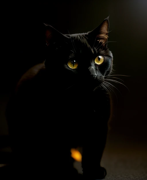 black cat, (solid black background:1.2),  <lora:epiNoiseoffset_v2:1.5>, professional photo, HDR, natural light, (anti-aliasing:1.2), elegant, soft scattered light, hyper-realistic, super-detailed, vibrant details, beautiful background, masterpiece, realistic proportions, limited palette, sharp, backlit, (cinematic:1.5), epic realistic, hyperdetailed, insane details, intricate details, accent lighting, soft volumetric light, (dramatic light:1.2), (neutral colors:1.3), cross process