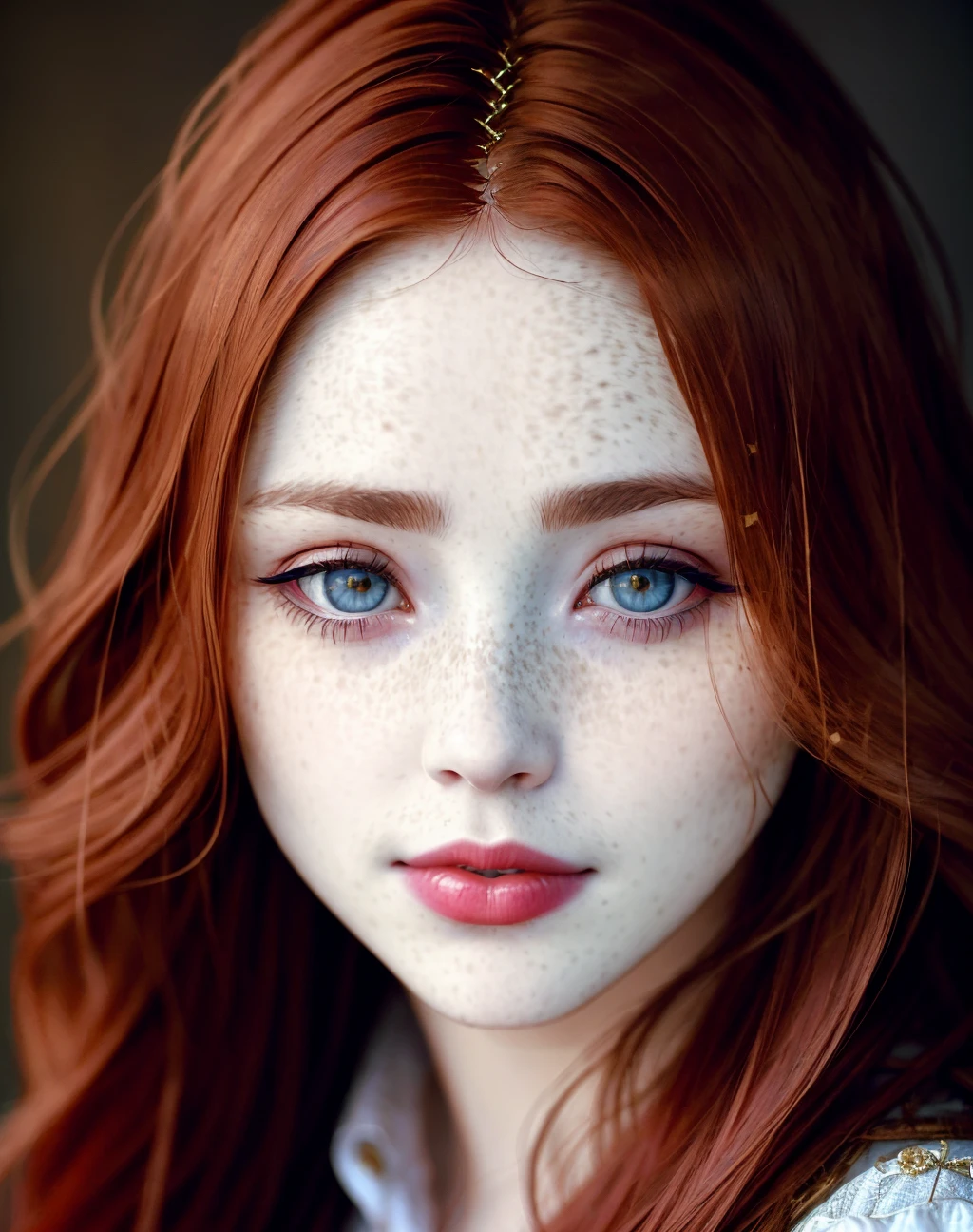 Masterpiece, absurdres,award winning photo, extremely detailed, amazing, fine detail, extremely detailed eyes and face, by lee jeffries nikon d850 film stock photograph 4 kodak portra 400 camera f1.6 lens rich colors hyper realistic lifelike texture dramatic lighting unrealengine trending on artstation cinestill 800 tungsten, <lora:hld:1>, beautiful hld_woman, a woman with long red hair and a bright lipstick, freckles , perfect hld_face, perfect hld_body