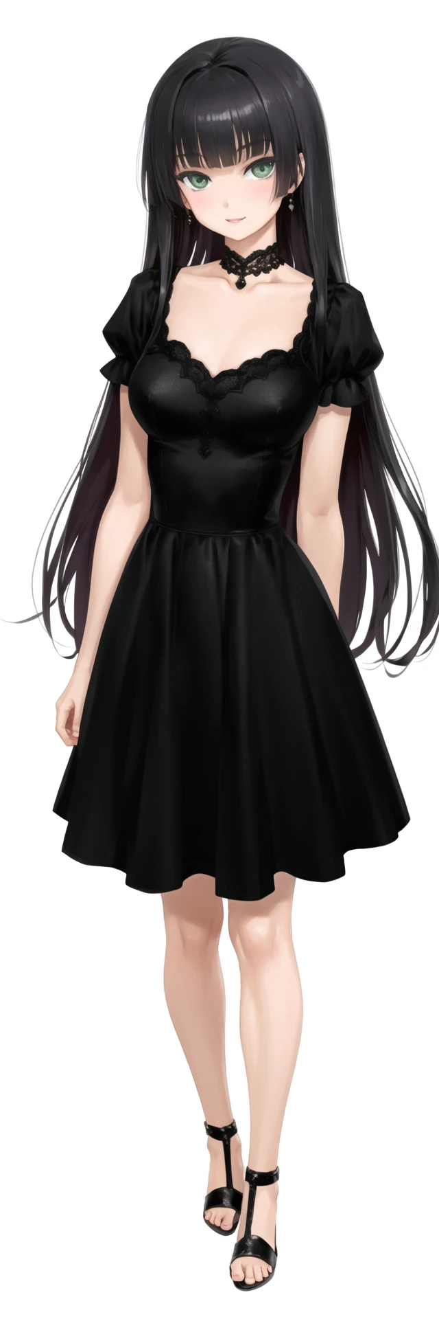 Renge-pc, (((full body))), standing, (bare legs), black dress, smile, 
<lora:Renge v2.0-000019:0.6>