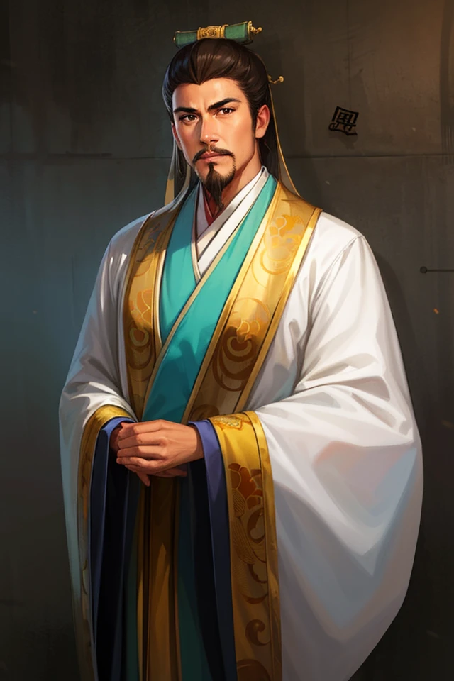 (4k, best quality, highres:1.1), (masterpiece:1.1), man, Chinese male, detailed eyes, looking at viewer,  (Chen Daoming:1.6),  
facial_hair, hanfu, 1boy, beard, male_focus, mustache, chinese_clothes, old, solo, old_man, wide_sleeves, own_hands_together, long_sleeves, topknot, robe, looking_at_viewer, wrinkled_skin