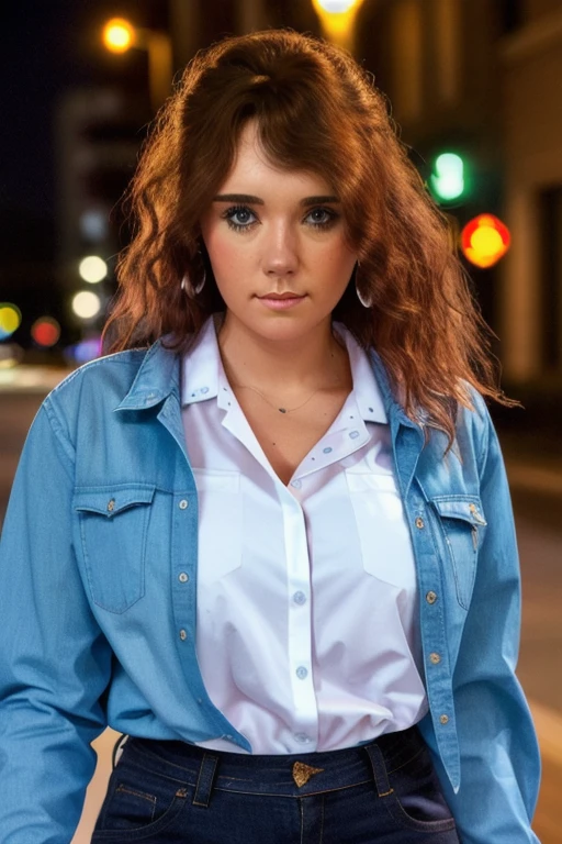 an woman downtown at midnight, perfect evening for a stroll, cute shirt, close up, perfect face, raw, 8k uhd, <lora:marissa:1>
