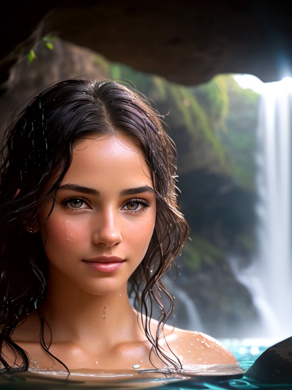 nsfw, nudity, beautiful woman, medium shot, (sneaking), (((hidden))) spot behind a waterfall, cramped, doorway waterfall, in a small cave, narrow passage, dark, back lighting, close-up, backlit, secret spot, (intimate:1.2), (mischievous:1.4), shadows, rim light, hidden cave, hidden entrance, naked, gorgeous woman, (silhouette:0.25), beautiful face, (water wall:1.3), detailed skin, wet hair, drenched, in a cave:0.5 AND nsfw, nudity, gorgeous tanned woman in a small cave, sneaking, backlit, rim lighting, ((dark)), secret place, wet hair, translucent water, next to waterfall, (close-up:0.3), shimmering,(wall of water:1.2):0.35, (extreme details) on face and hair, 8K, 4K, HDR, by (James C. Christensen:1.2|Jeremy Lipking:1.1), [healthy skin tone], (photorealistic) iris with (symmetrical) placement and a (perfectly round, naturally dilated pupil) with [gradual fading from the pupil to the iris color], [semi-transparent layers] depth to iris, accentuate her eyes, [delicate smile], (natural skin texture) of her face with (skin pores), (realistic skin color gradient), lifelike, (best quality:1.3), luscious lips AND nsfw, nudity, pretty woman in a cave, sneaking, nipples, (wall of water) shimmering wall of water, ((silhouette)), depth of field, bokeh, (bloom), (subsurface scattering), (((backlit))), natural, close-up, naked, wet hair, drenched, refraction, waterwall, near waterfall, (intimate:1.2), close, eye contact, looking at viewer:1.2,