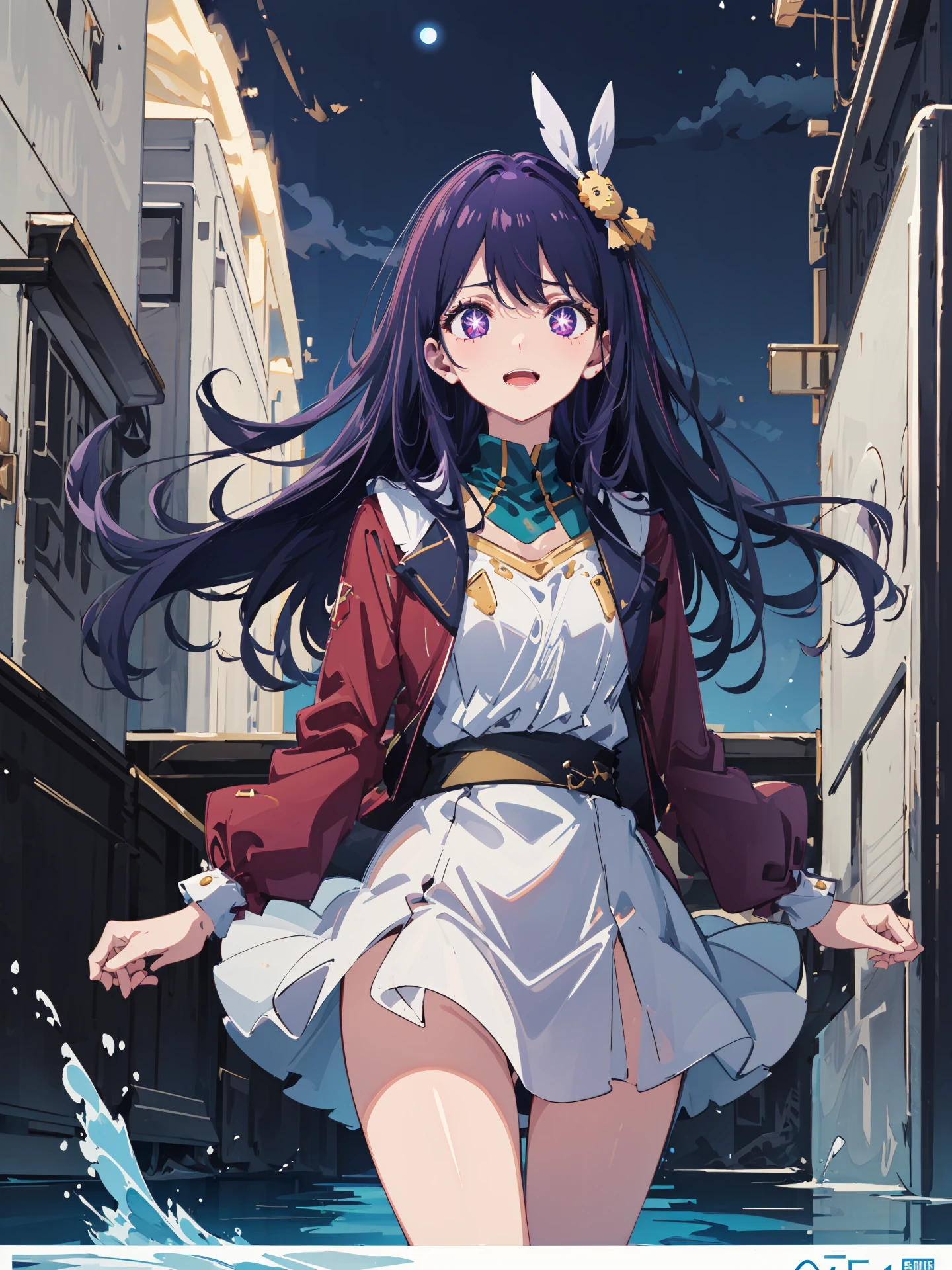 Anime girl in a short dress walking down a street - SeaArt AI