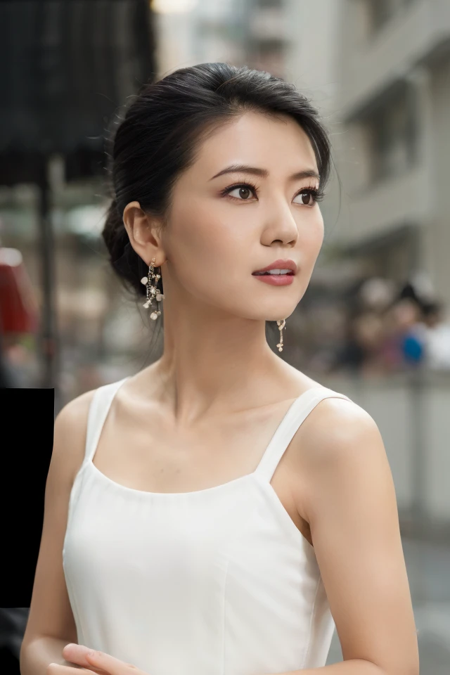 white dress,  depth of field, night cityscape, (1girl:1.6),   long hair, ulzzang-6500v1.1, (original: 1.2), (realistic: 1.3) , beautiful girl with beautiful details, extremely detailed eyes and face, eyes with beautiful details, absurd, incredibly absurd, huge file size, ultra detail, high resolution, ultra detailed, best quality, masterpiece, illustration, ultra detailed and beautiful, ultra detailed, CG, unity, 8k wallpaper, amazing, fine Detail, masterpiece, top quality, official art, extremely detailed CG unity 8k wallpaper, cinematic lighting, (perfect shiny skin:0.6), slim and smooth lines, (floating), (small breasts:1),  earrings ,   <lora:Gaoyuanyuan_v11:0..8>