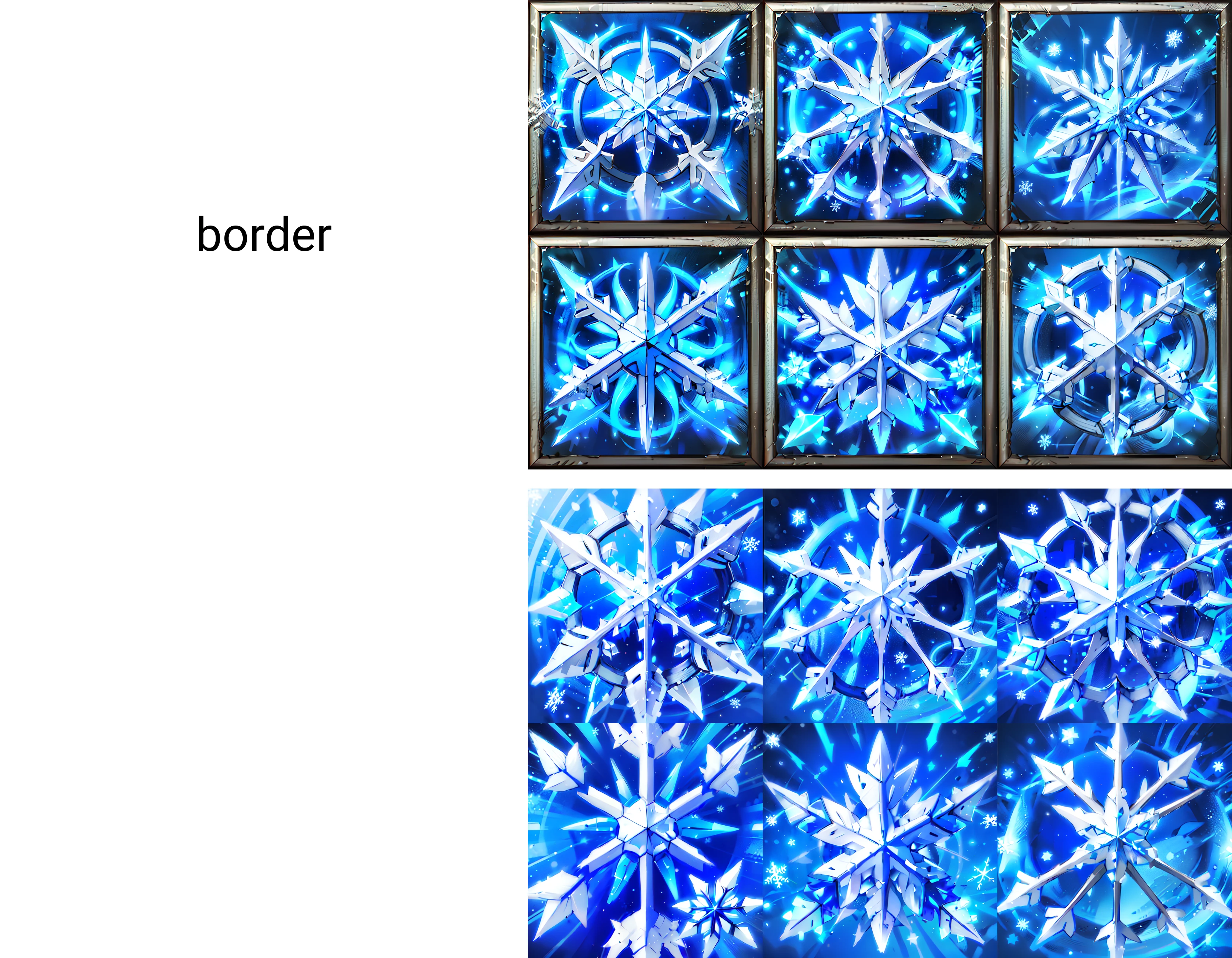 wowicon of snowflake, blue glow, border <lora:sxz-wowicons-v2-new:0.75>