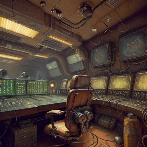 <lora:RetroFuturismAI:1>, RetroFuturismAI steampunk control room