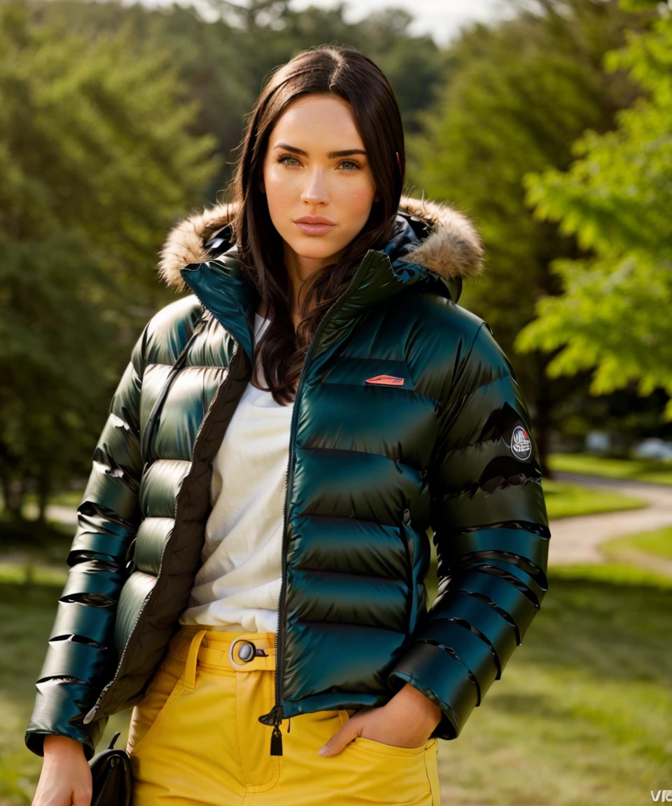 (megfo), wearing a XL oversized puffer, cosplay, 4K, HDR, outdoors, sunny, portrait photo
<lora:MeganFoxdoguV2:0.9>