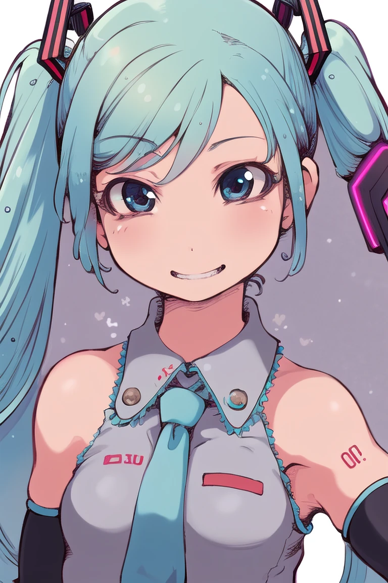 (best quality, masterpiece1.2), detailed,1girl, solo,looking at viewer,simple background, close-up, uwu,
standing ,smile ,detailed eyes , detailed face, adorable face , cute, hatsune miku, log eyelashes, teeth,elbow hand out of frame,realistic:0.2,
<lora:IbukichiStyle-20:1>