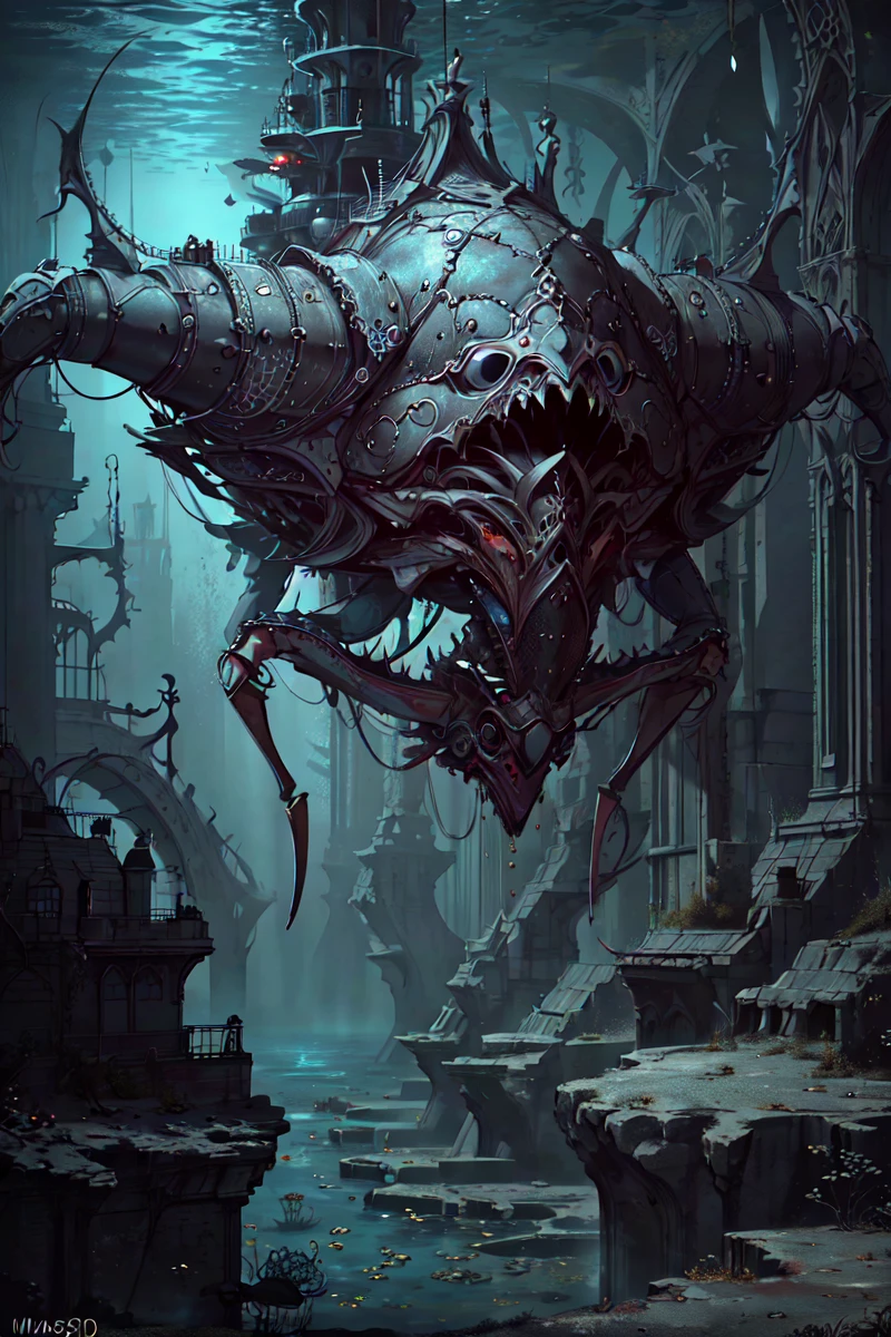 Transform nuts into eerie, horror-themed entities within a nightmarish scene. Utilize dark, atmospheric elements and fractal patterns inspired by the unsettling work of H.R. Giger.