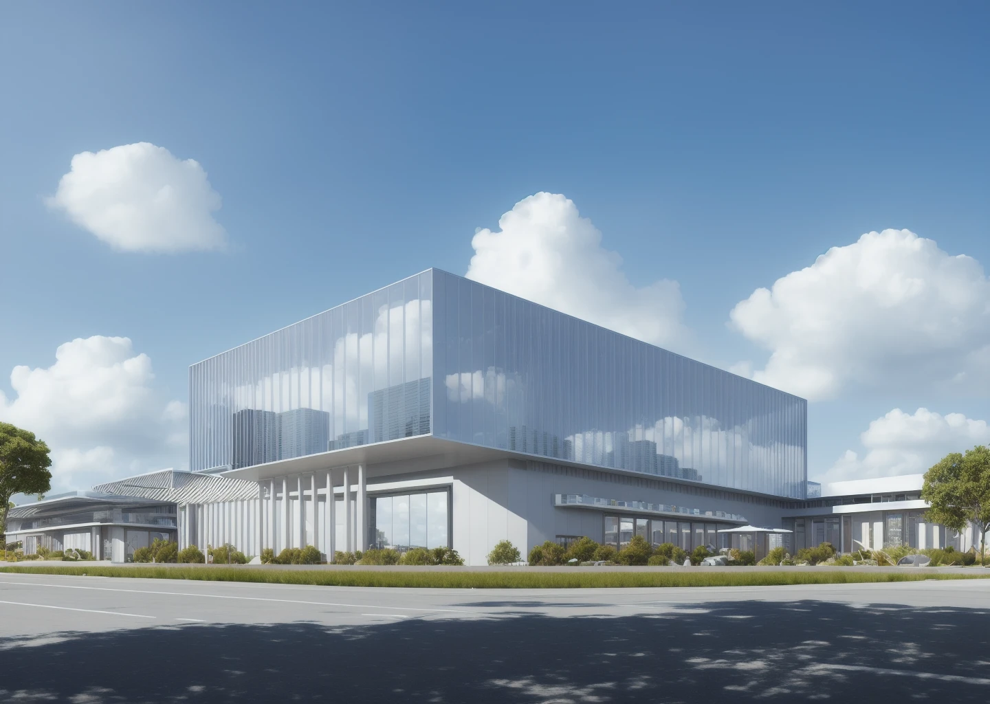 (masterpiece),(high quality), best quality, real,(realistic), super detailed, (full detail),(4k),8k,architecture,Modern style,Blue sky and white clouds<lora:XSarchitectural-27Typeofcommodity:0.4>