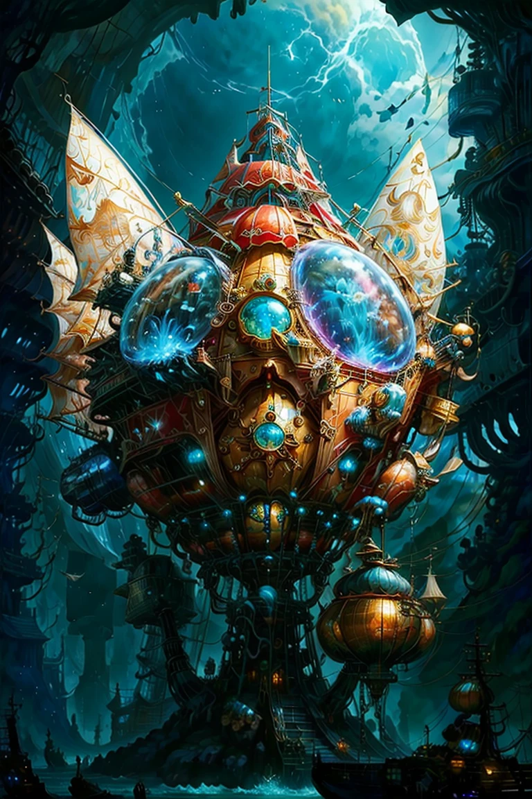 best quality,(masterpiece:1.2),
<lora:teslapunkai_v20:0.9>, teslapunkai, fantasy artifact, on the sea, colony ship,