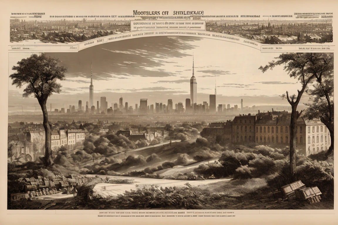 (masterpiece), (best quality), (detailed), (highres), <lyco:npzw-05:1.0>, npzw, (text:1.1), monochrome, sepia, modern cityscape