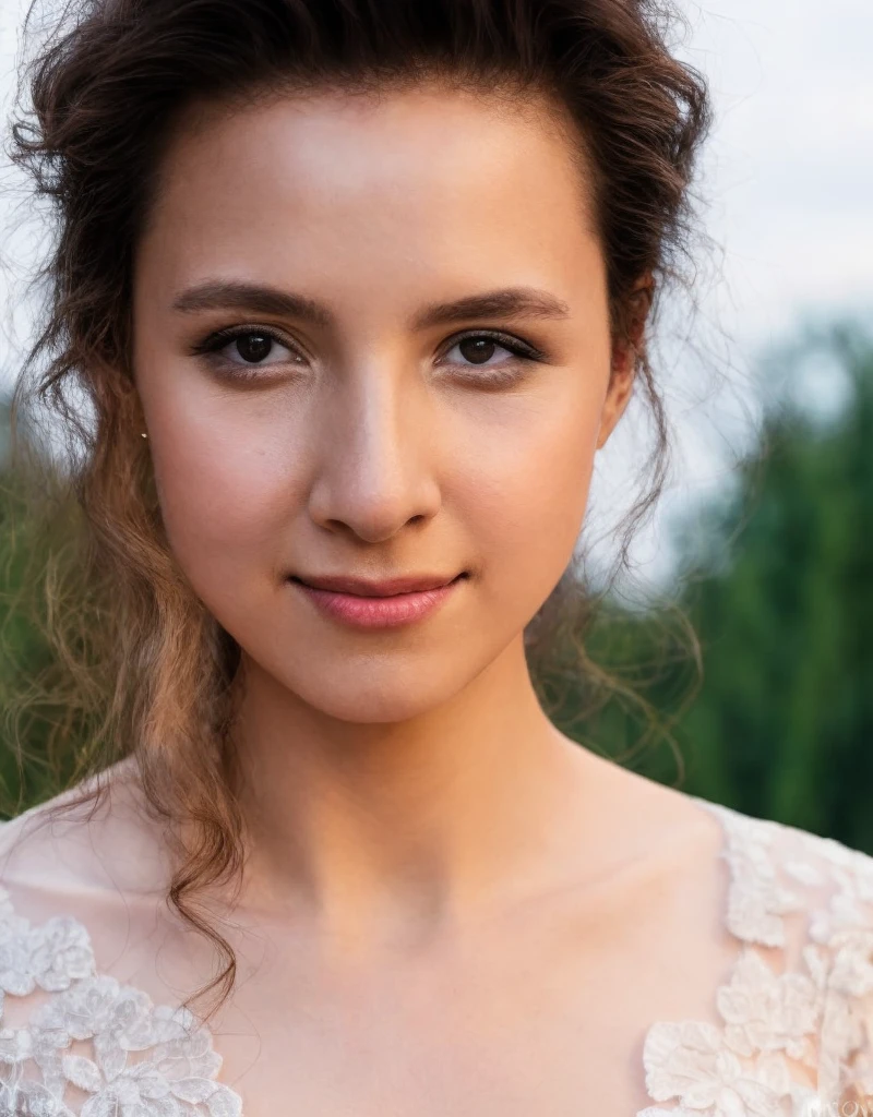 woman looking into the camera, evening, wide angle, background is PARIS, (high detailed skin:1.2), 8k uhd, dslr, soft lighting, high quality, film grain, Fujifilm XT3, blurry background, full body, wearing a elegant wedding dress <lora:MelissaMaz-000007:1>