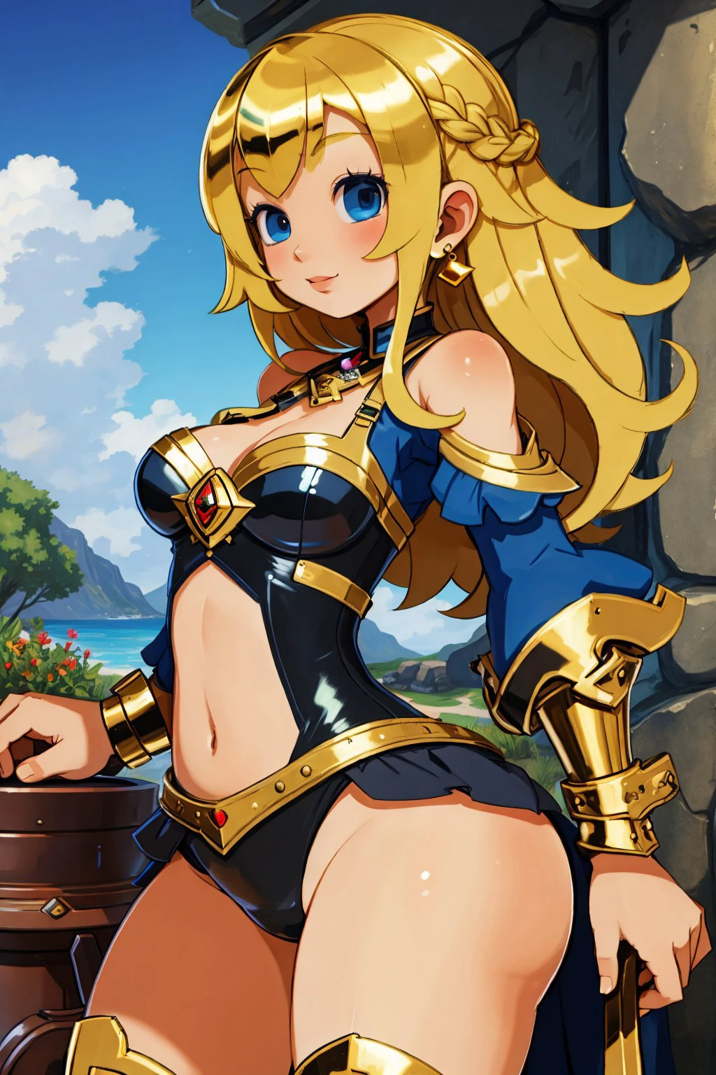 (masterpiece, best quality:1.3), 1girl, Curaaoan blacksmith, nice hands, in a smithy, gold hair<lora:GoodHands-beta2:1><lora:EnvyCuteMix01:1.5>