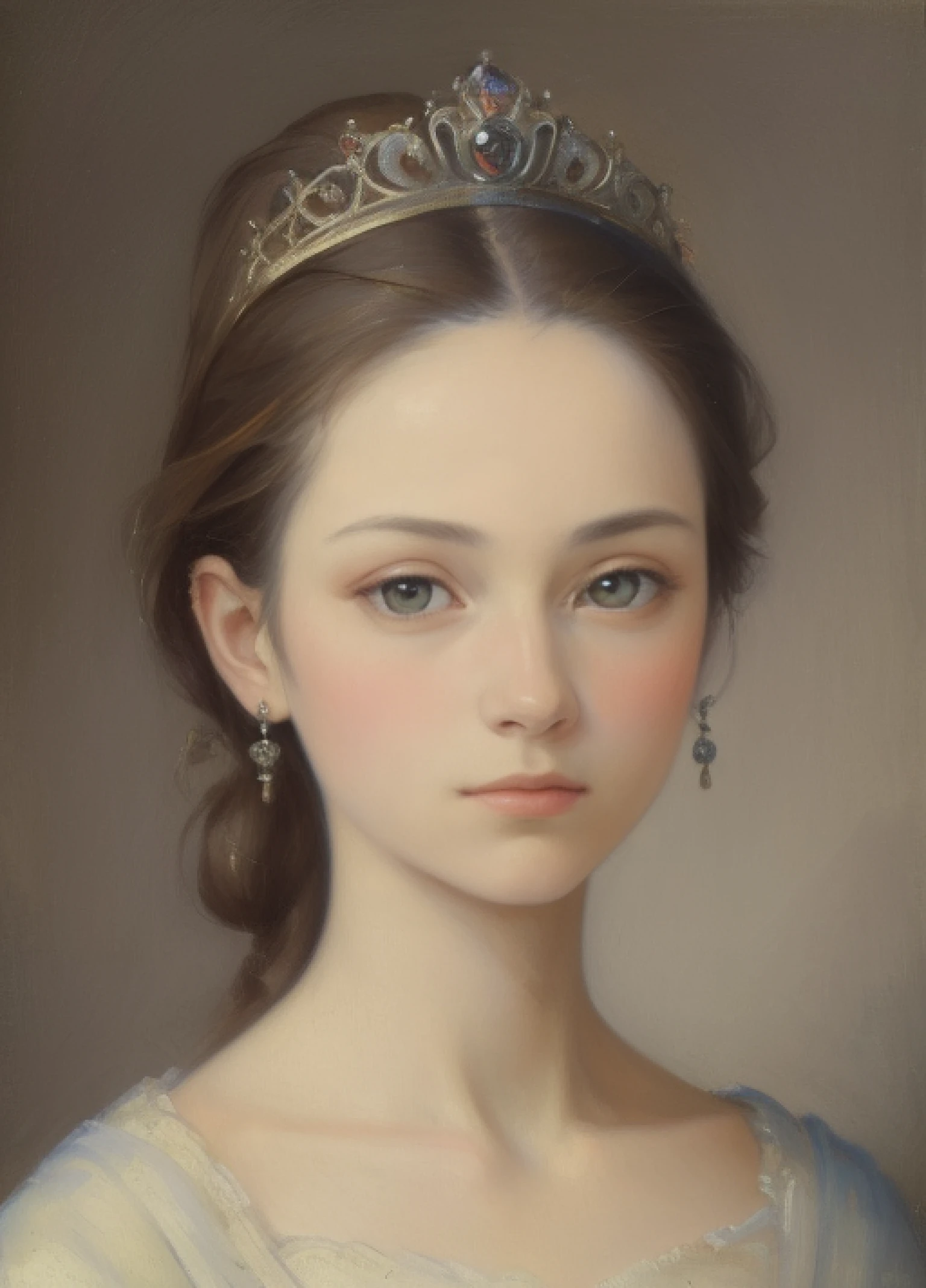 ((high quality, masterpiece:1.4)), 1girl, adult, ((upper body)), queen, oil painting, oil painting style, portrait, philosopher, thinking, absurdres, realistic proportions, dynamic pose, intricate, intricate details, realistic eyes, realistic eye proportions, sharp focus, realistic pupils, realistic proportion eyes, realistic proportions pupils