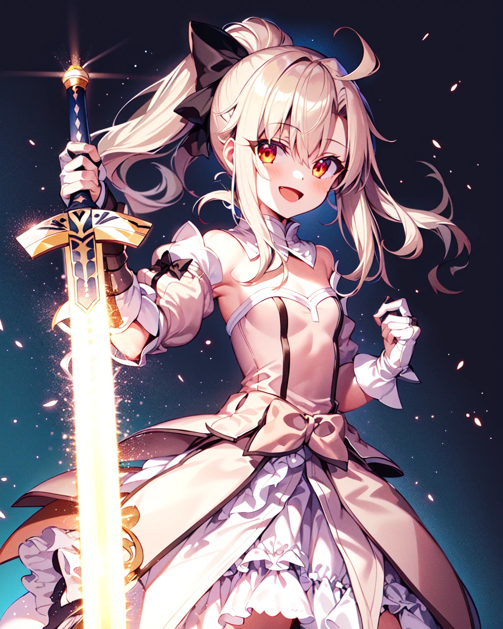 masterpiece, best quality, high resolution, 1girl, solo,
SaberInstall, saber lily, cosplay, solo, weapon, sword, open mouth, long hair, excalibur \(fate/stay night\), ahoge, :d, smile, holding, caliburn \(fate\), holding sword, holding weapon, looking at viewer
<lora:illya22outfits:0.8>