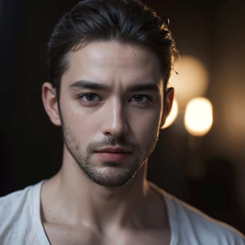 Arafed man with a white shirt and a beard looks at the camera - SeaArt AI