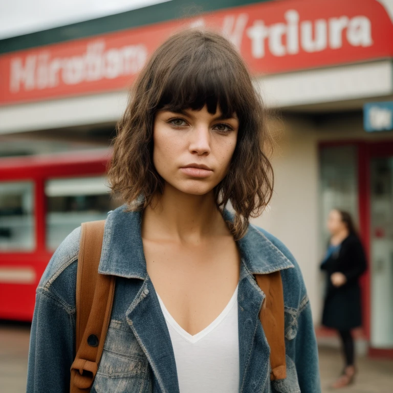 a close up of a woman, portrait hd , flickr photography , 8k high quality detailed art, by ilya kushinov and rogan zabelin, bus stop beside shopping center, slightly messy, high res photo