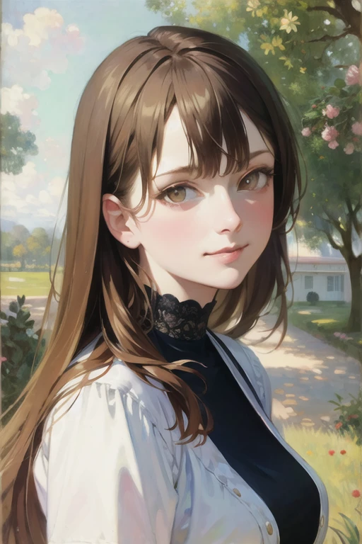 <lora:Victorian Anime Art:0.8>, (masterpiece, best quality:2.0), ((hyper detailed face, hyper detailed, realistic, realistic face, realistic eyes, realistic nose, photorealistic, traditional media, hyper detailed pupils, best lighting, best shadows)), 1girl, ((small breasts, black hair, golden eyes, long hair, full body)), girl sitting in an art studio, smiling, blushing, Japanese, black shoes, red dress, stockings, desk, paintbrushes, easel, canvas, pencils on desk, (art by Monet)