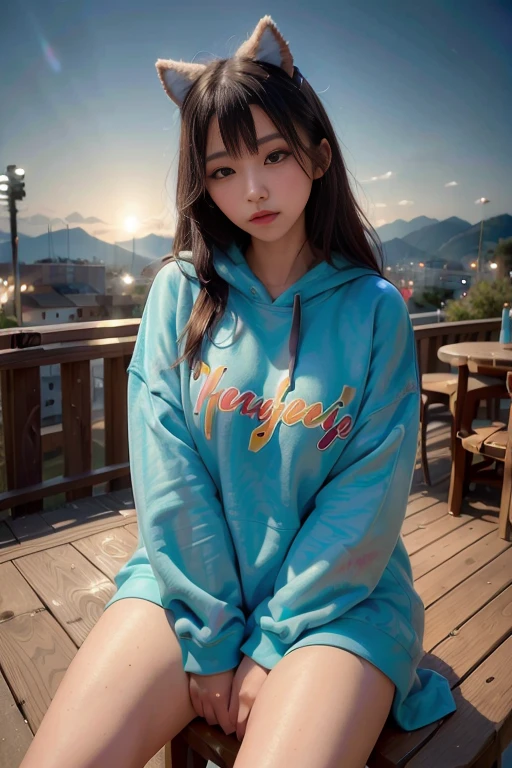 <lora:sung02:0.9>, (oversized_hoodie:1.3), colorful oversized_hoodie,
good hand,4k, high-res, masterpiece, best quality, head:1.3,((Hasselblad photography)), sharp focus, (cinematic lighting), night, soft lighting, dynamic angle, [:(detailed face:1.2):0.2],(((sitting on a chair))), outside,   <lora:oversized_sweater:0.5>