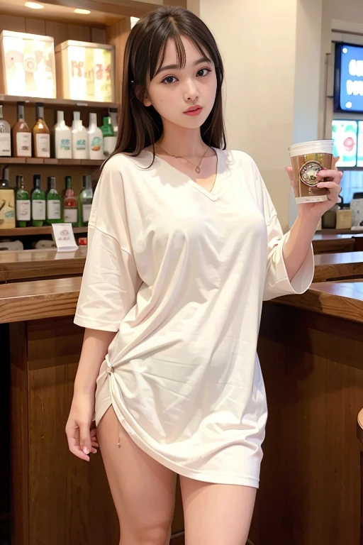 <lora:betterCuteAsian03:0.3> is posing for a photo in a sexy pose, (oversized_shirt:1.3), sportive oversized_shirt,
good hand,4k, high-res, masterpiece, best quality, head:1.3,((Hasselblad photography)), sharp focus, (cinematic lighting), night, soft lighting, dynamic angle, [:(detailed face:1.2):0.2],(((standing in a bar))), outside,   <lora:oversized_shirt10:0.5>