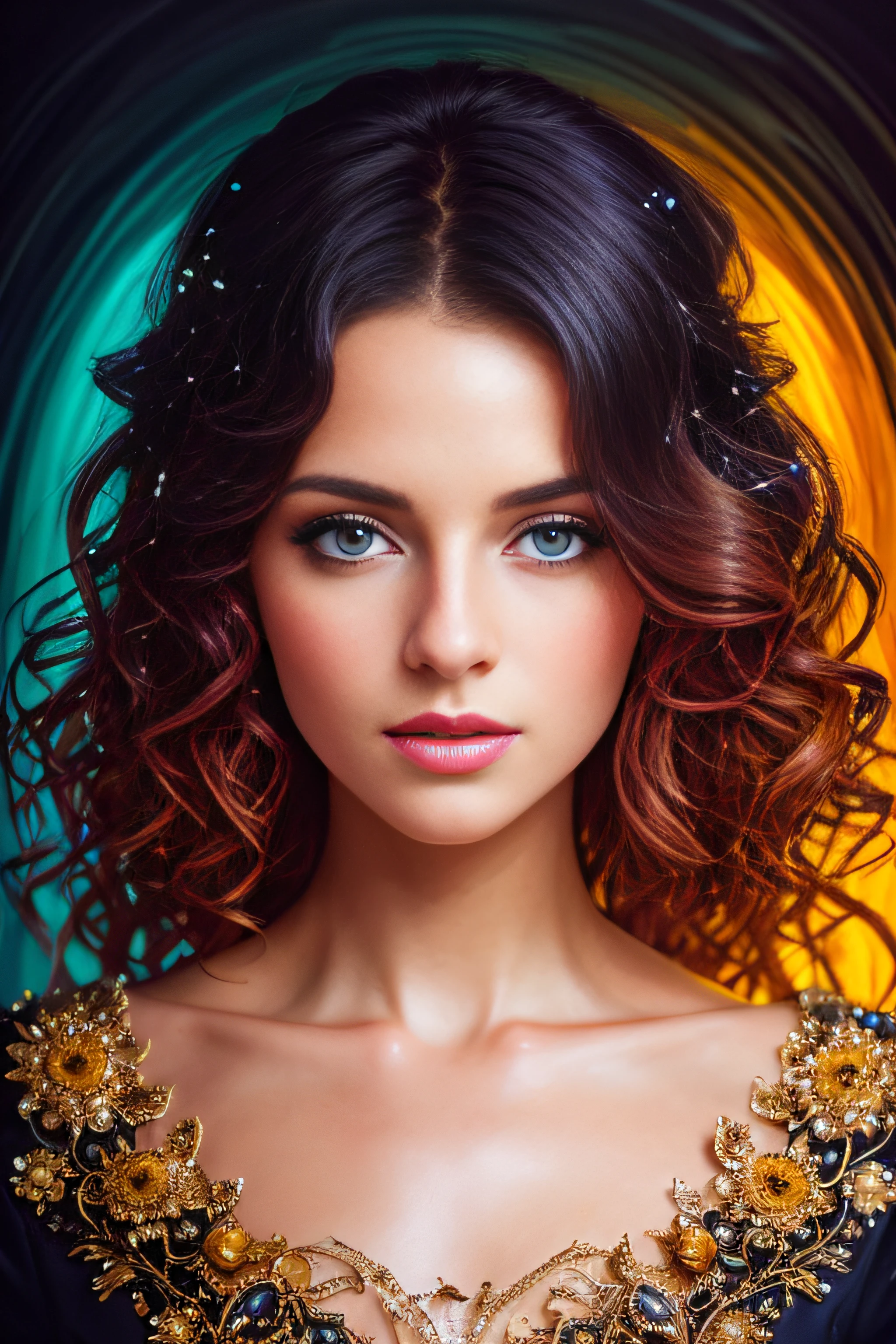 Colorful beautiful girl: a giru 8-years old, messy hair, oil painting, nice perfect face with soft skinice perfect face, blue yellow colors, light purple and violet additions, light red additions, intricate detail, splash screen, 8k resolution, masterpiece, cute face,artstation digital painting smooth veryBlack ink flow: 8k resolution photorealistic masterpiece: intricately detailed fluid gouache painting: by Jean Baptiste Mongue: calligraphy: acrylic: watercolor art, professional photography, natural lighting, volumetric lighting maximalist photoillustration: by marton bobzert:, complex, elegant, expansive, fantastical, (((professional photography))),dappled light, romantic, HDR, highly detailed, hasselblad, 8k, hyper realistic, eye level shot, f1.4 aperture, 8mm film grain, cinestill 800