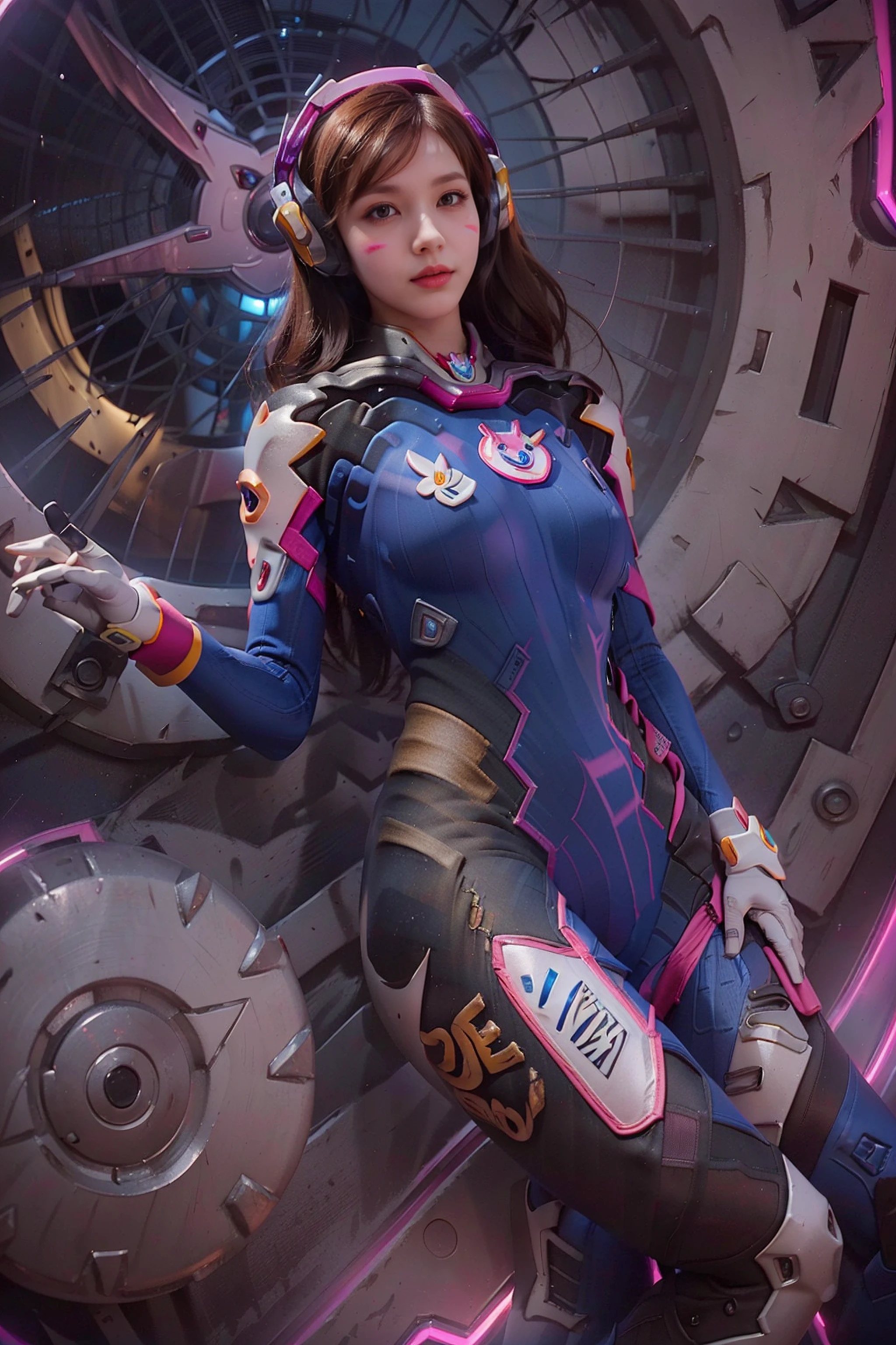 realistic details, detailed, (((1 girl, cute, delicate, beautiful, slender, petite, nsfw, xdva, d.va (overwatch), bodysuit, skin tight, whisker markings))), <lora:A_Dva_Cosplay:0.9> (ulzzang-6500-v1.1:0.6)