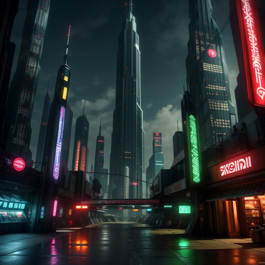 <lora:Environment - StarWars:1>     Imagine standing in the middle of a futuristic city, with towering skyscrapers surrounding you.
    Listen to the sound of cars and hovercrafts zooming by on the streets below.
    Look up and see the neon lights of billboards and advertisements flashing in the night sky.
    Notice the intricate patterns of metal and glass in the buildings' architecture.
    Feel the cool, artificial breeze blowing through the city, carrying with it the scent of pollution.
    Explore the alleyways and side streets, where you might find hidden markets and underground clubs.
    Experiment with colors, patterns, and shapes to create a unique piece of art that captures the bustling energy of this futuristic cityscape.