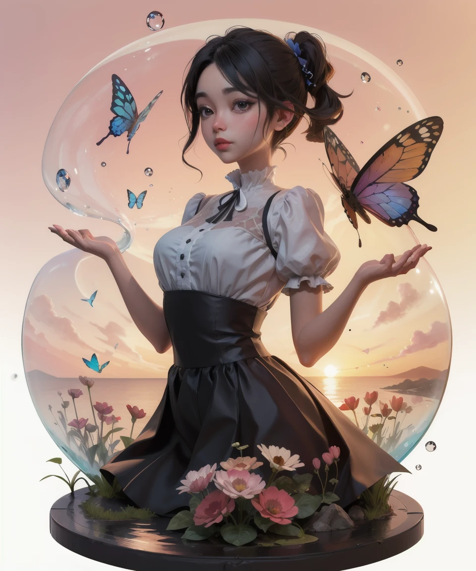 [(white background:1.5),::5](isometric:1.2),bubble,double exposure,
1girl, butterflies, flowers,floating petal, peaceful water,cloud, sunset, garden,
 <lora:GachaSplash4A:1>