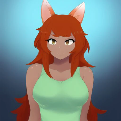(masterpiece, best quality:1.3), zoologist, 1girl, brown skin, cyan shirt, fox girl, (anime style:1.2)  <lora:zoologistlora4-09:1>