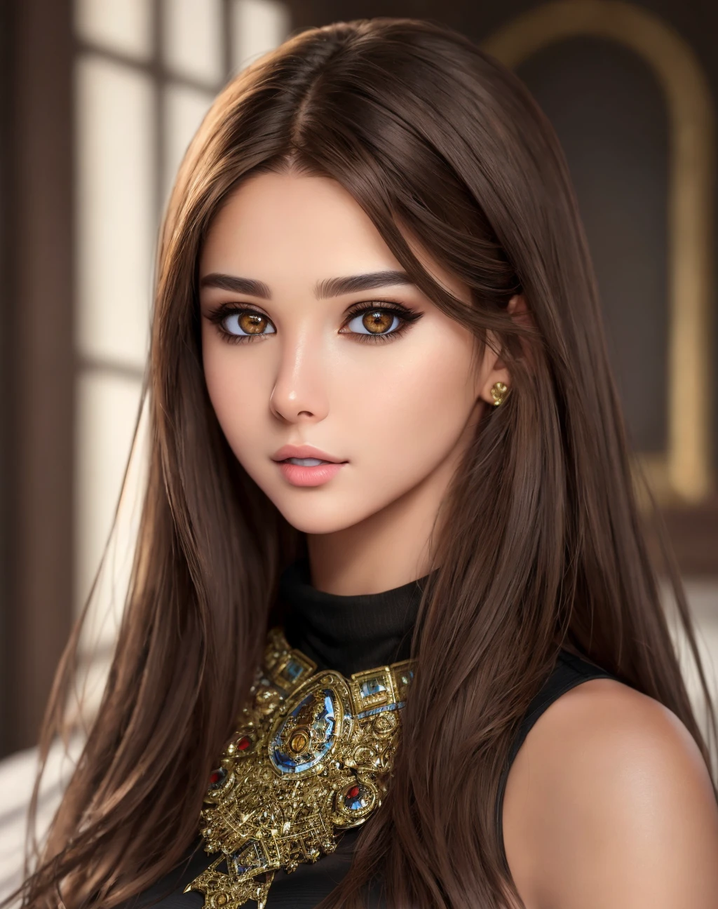 Masterpiece, absurdres, fine detail, HDR, highly detailed face and eyes, photorealistic,excited, <lora:m3d:0.85>, beautiful m3d_woman, a woman with brown hair and a black top , perfect m3d_body, perfact m3d_face