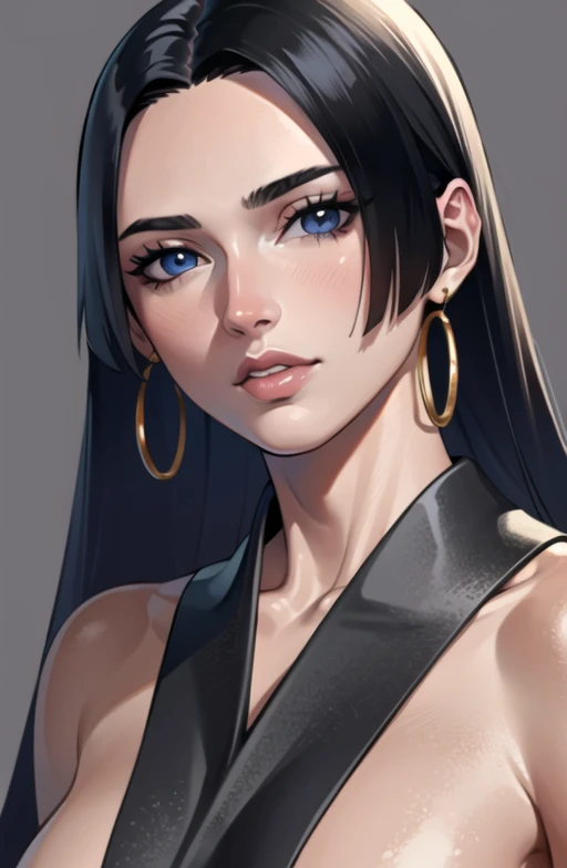 beautiful, ((masterpiece:1.2)), ((best quality:1.2)), extremely detailed face, perfect eyes, perfect face, perfect lighting, 1girl, solo focus, lips, hancock1, boa hancock, black hair, long hair, <lora:OttoCubze:0.75>, <lora:boaHancockONEPIECE_v10:0.8>