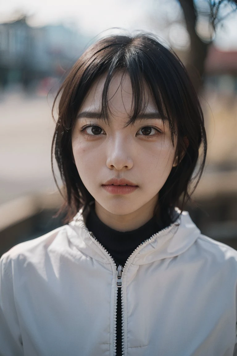 1girl, group, idol, close-up, face, rimlight, ,, photo, film, depth of field, parted lips,