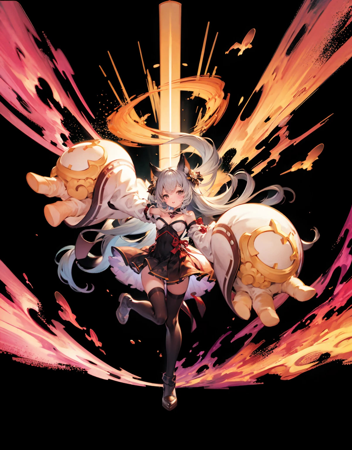 a girl,Sheep's horn, full color, long white hair, Red眼睛 ,Eyeliner, immerse in water, black transparent clothes, Red, open air, Rose, night, ruins, Butterfly,back view,big asutt close-up,camel toe,bend over,soaking wet