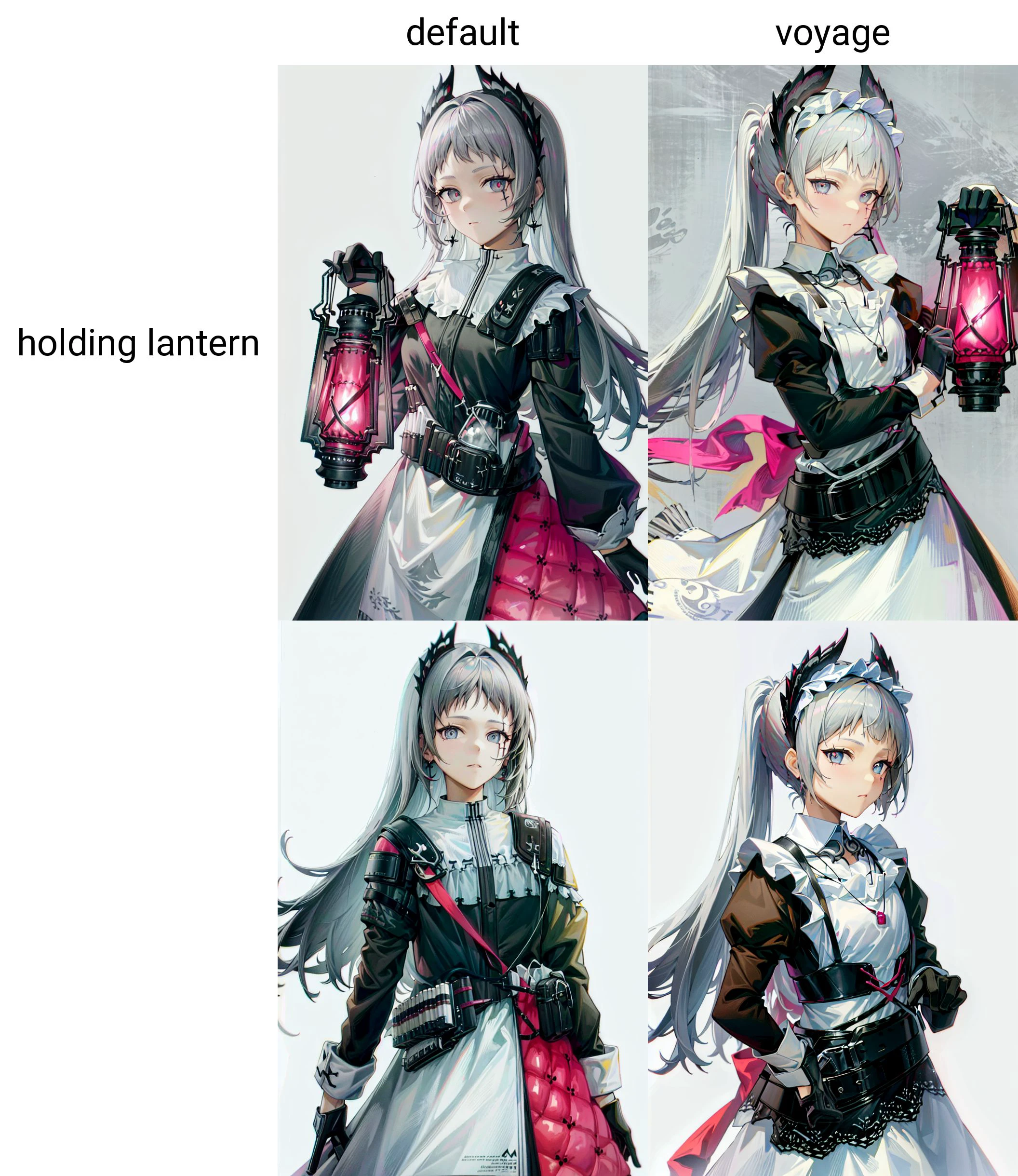 (best quality, ),1girl,default,cowboy shot, grey background, ((holding lantern))