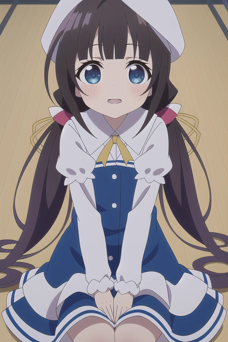 hinatsuru ai, <lora:Ryuuou no Oshigoto!_hinatsuru ai:0.7> main dress style, white berets, 8k, masterpiece, absurdres, anime, screencap,