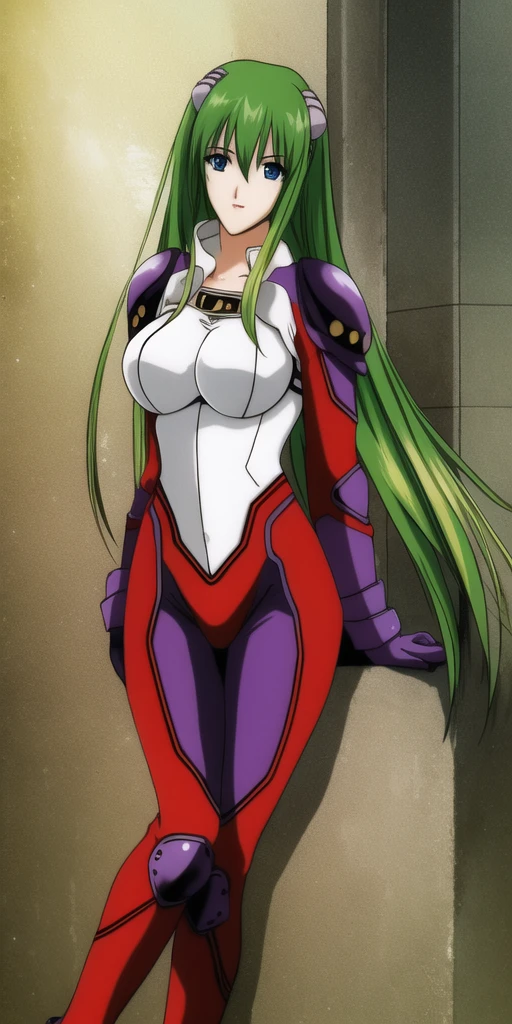 masterpiece, best_quality, highres, <lora:EmiliaJenius:0.65>, EmiliaJenius, large_breasts, bodysuit, solo, armor