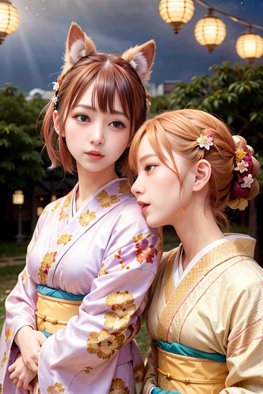 <lora:betterCuteAsian03:0.3>, woman, (wearing colorful kimono_clothes:1.3), holiday,
good hand,4k, high-res, masterpiece, best quality, head:1.3,((Hasselblad photography)), finely detailed skin, sharp focus, (cinematic lighting), night, soft lighting, dynamic angle, [:(detailed face:1.2):0.2], medium breasts, outside,   <lora:realistic_kimono_clothes:0.5>