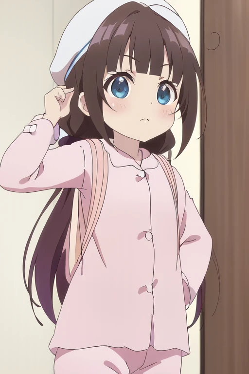 <lora:Ryuuou no Oshigoto!_hinatsuru ai:0.7> hinatsuru ai, (((pajamas))), (((backpack))), white berets, 8k, masterpiece, absurdres, anime, screencap,