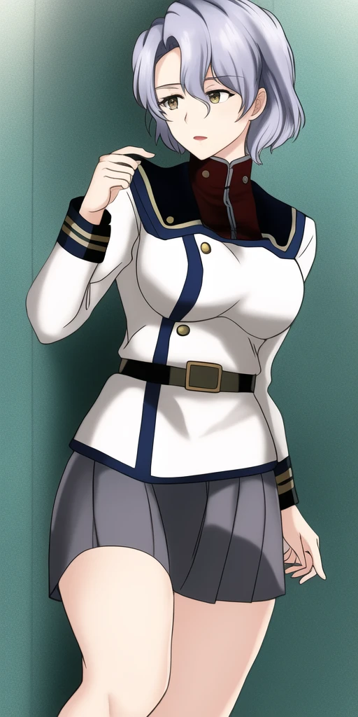 masterpiece, best_quality, highres, <lora:SallySaintFord:0.7>, SallySaintFord, large_breasts, UNSUniform, solo, skirt