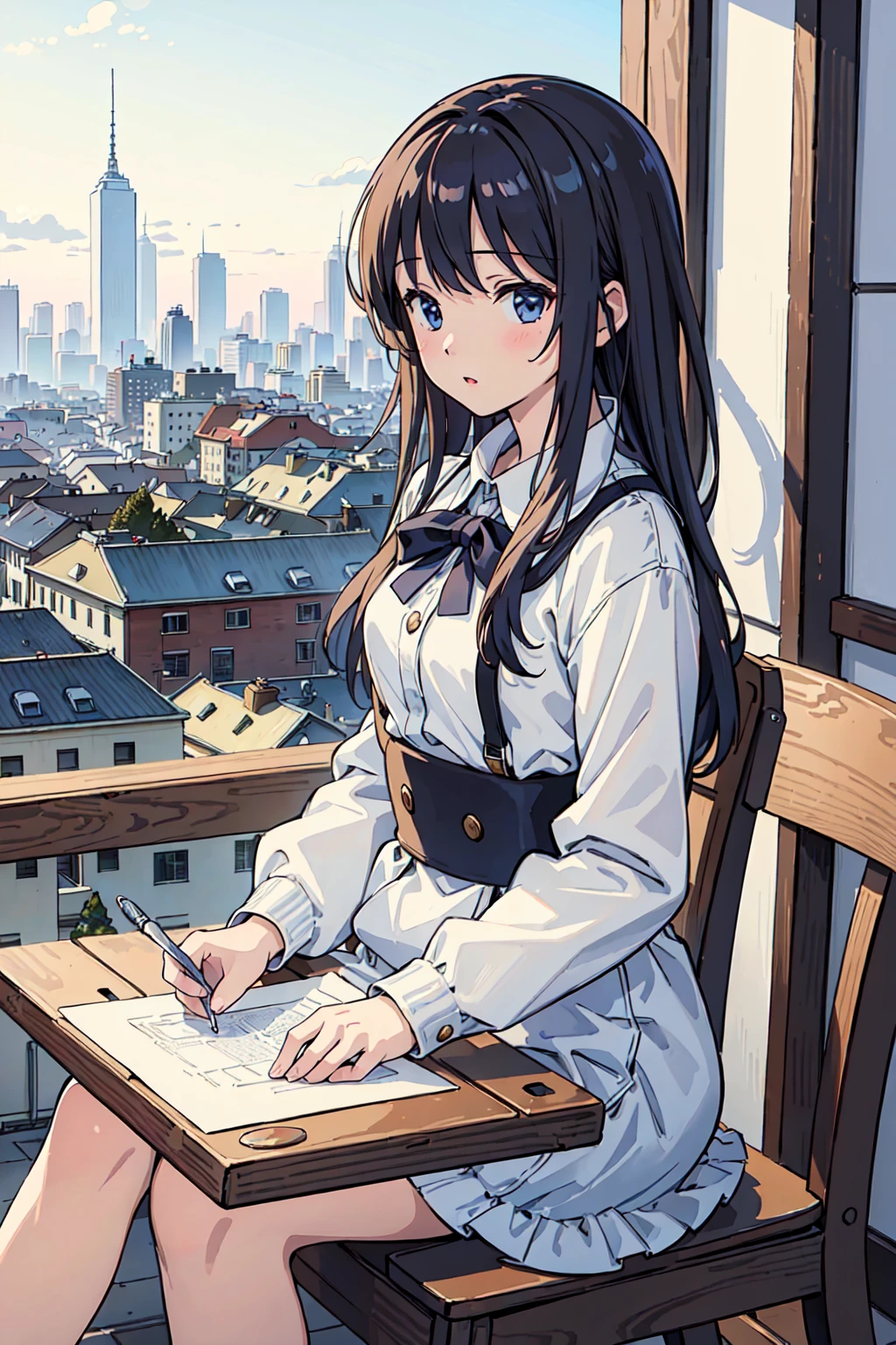 ((masterpiece)),(((best quality))), girl,((ultra-detailed)), (highly detailed CG illustration), ((an extremely delicate and beautiful)),(expressionless),cafeteria,winter,cityscape, random wear